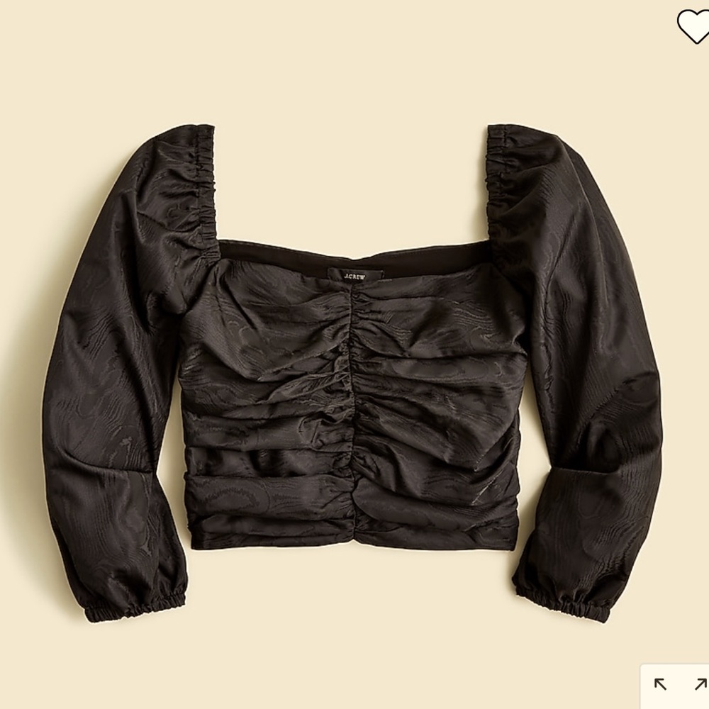J. Crew Ruched puff-sleeve cropped top